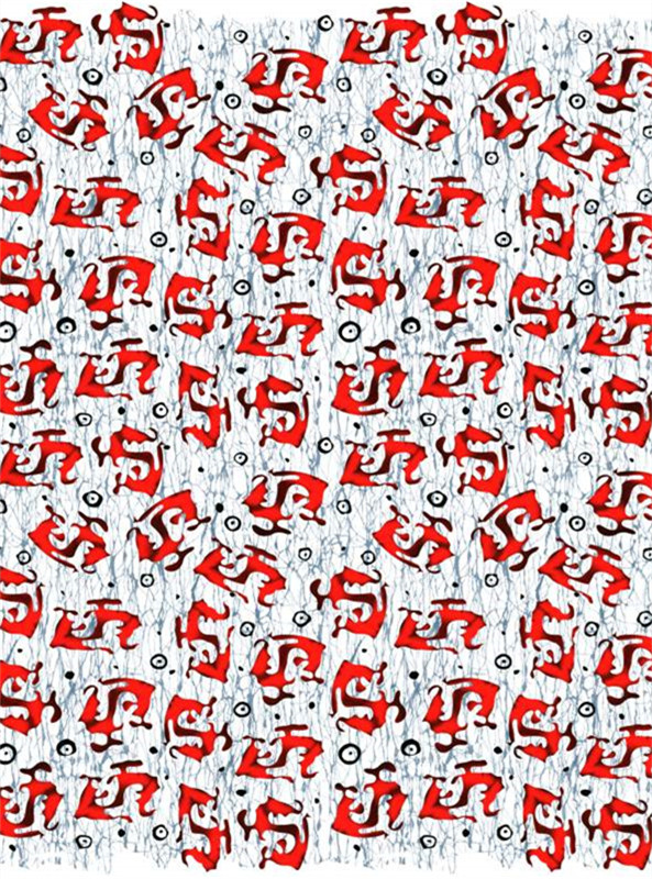 民族风红色图腾面料印花素材,适用于服装印花设计