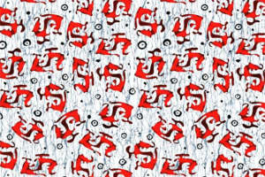 民族风红色图腾面料印花素材，适用于服装印花设计