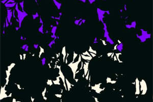 紫色花卉剪影面料印花素材，适用于服装印花设计