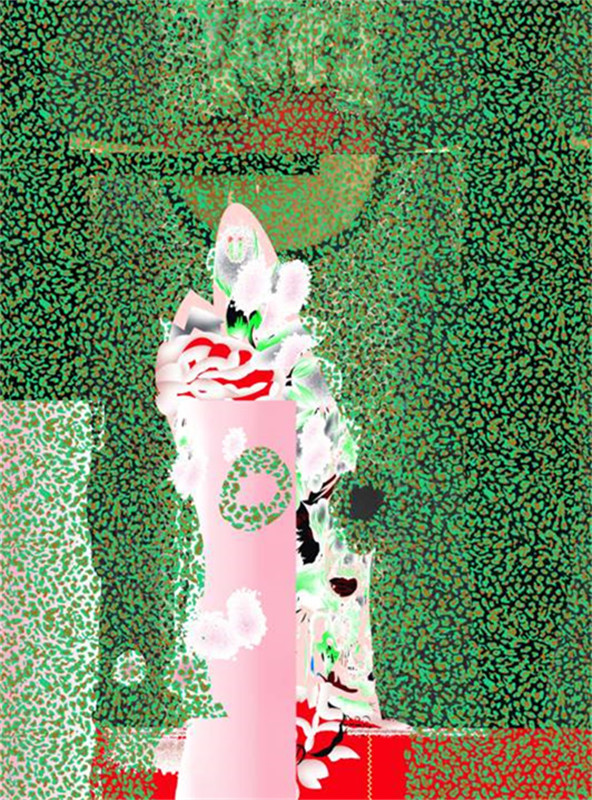 复古绿斑纹花卉面料印花 时尚服装印花素材推荐