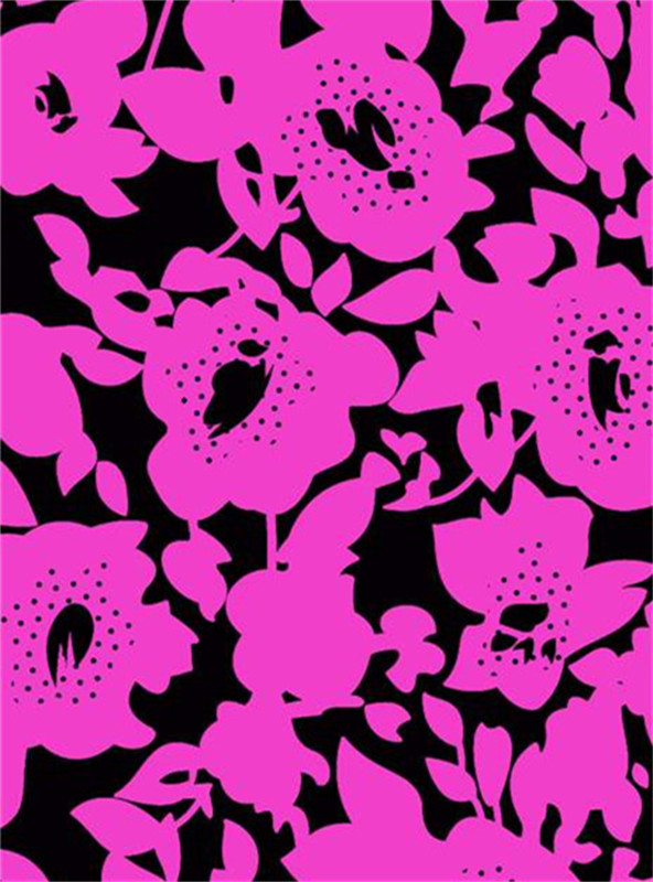 时尚花卉面料印花素材 高饱和粉黑撞色服装印花设计