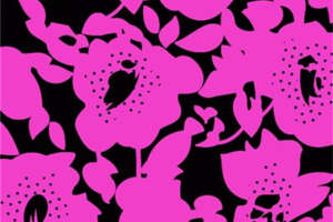 时尚花卉面料印花素材 高饱和粉黑撞色服装印花设计