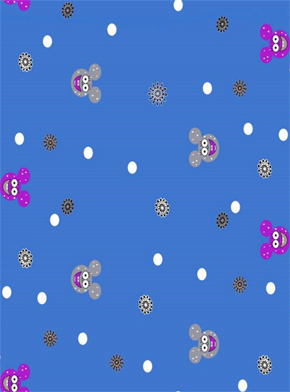 可爱卡通蓝色面料印花素材 儿童服装印花设计推荐