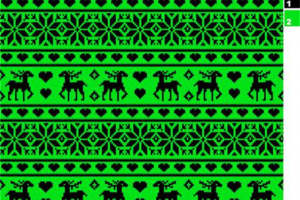 复古圣诞驯鹿绿黑相间面料印花素材