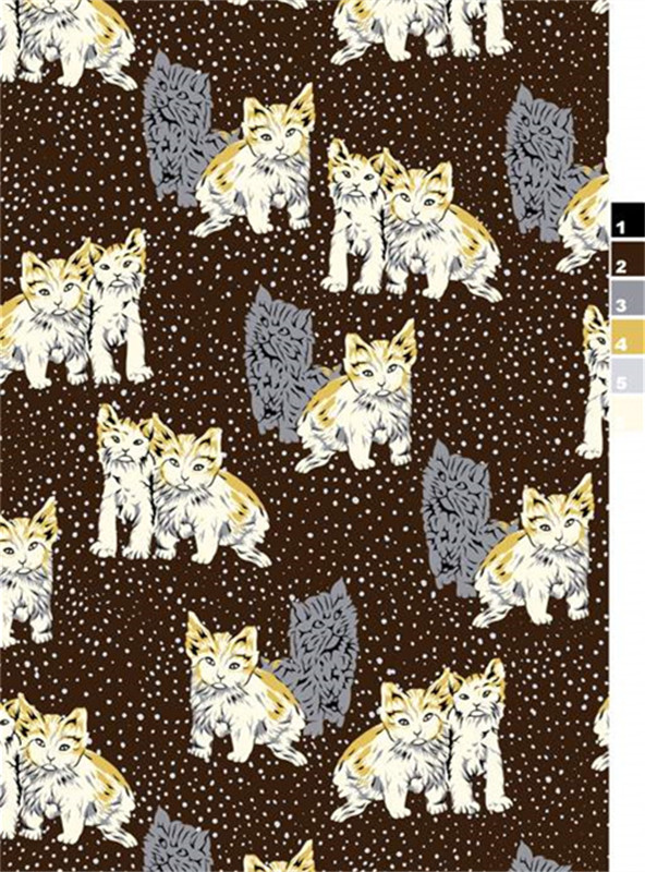 温馨童趣猫咪图案面料印花素材