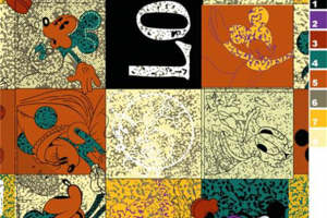 复古米奇拼贴风面料印花 创意服装印花素材推荐