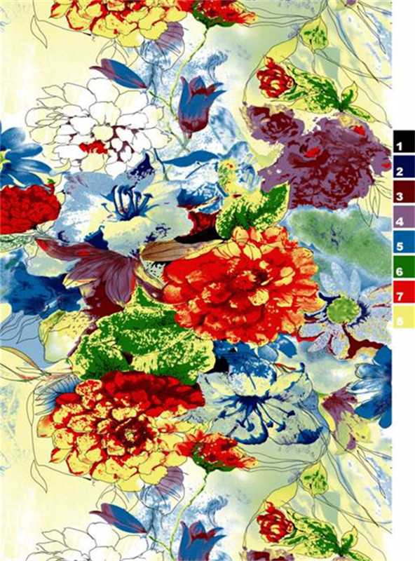 复古花卉面料印花 时尚女装服装印花素材推荐