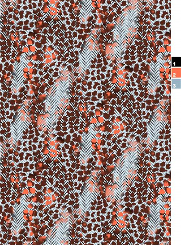 复古豹纹与人字纹交织的面料印花设计素材
