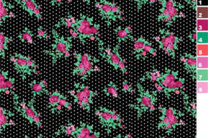 复古花卉与波点交织的服装印花面料设计素材