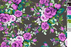 复古紫调花卉服装印花素材 优雅浪漫面料设计