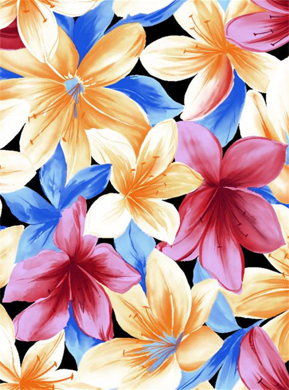 色彩斑斓热带花卉面料印花素材