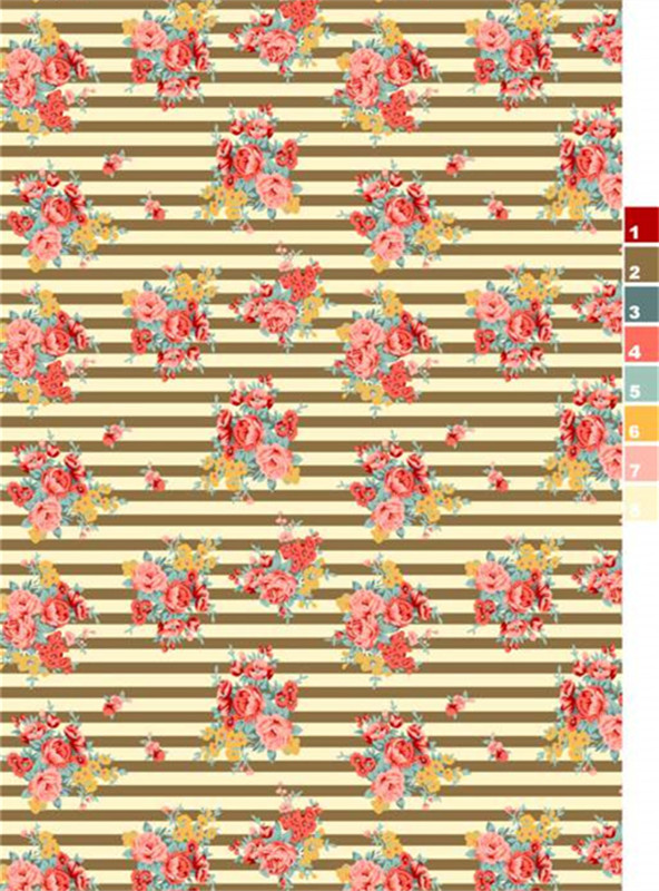 复古条纹花卉面料印花素材 服装印花设计灵感