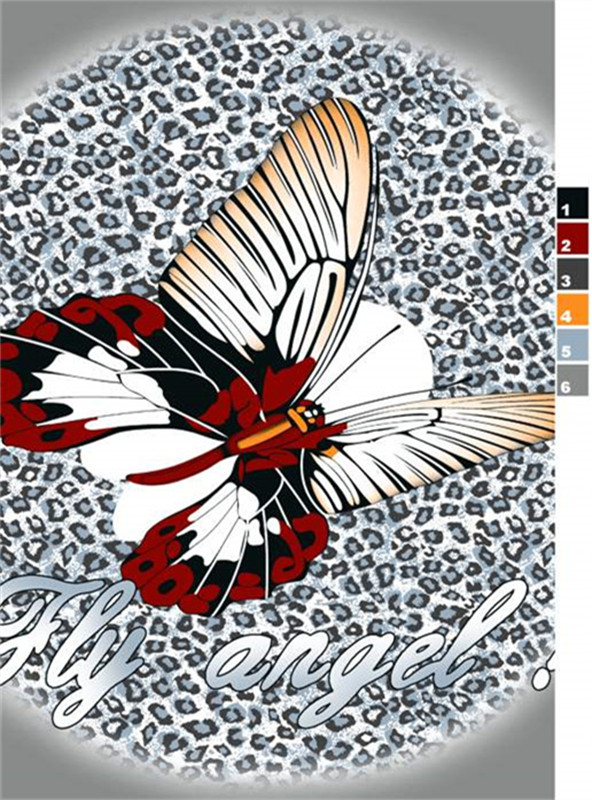 时尚豹纹背景下的蝴蝶面料印花设计素材