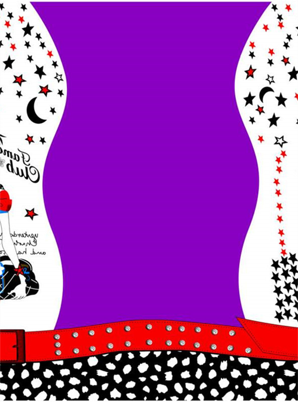 紫色星空铆钉潮流面料印花素材