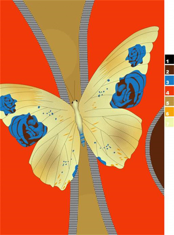 时尚蝴蝶花卉面料印花设计,适用于服装定制与创意印花素材