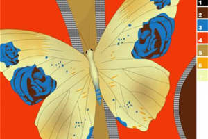 时尚蝴蝶花卉面料印花设计，适用于服装定制与创意印花素材