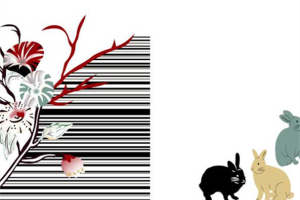 新中式花卉条纹兔子图案 时尚服装印花素材推荐