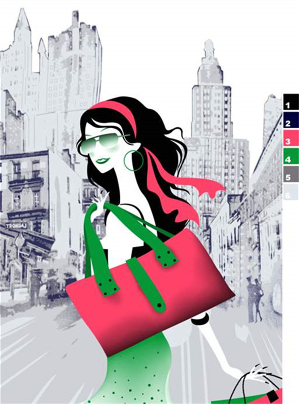 都市时尚手绘插画面料印花素材,服装印花设计灵感