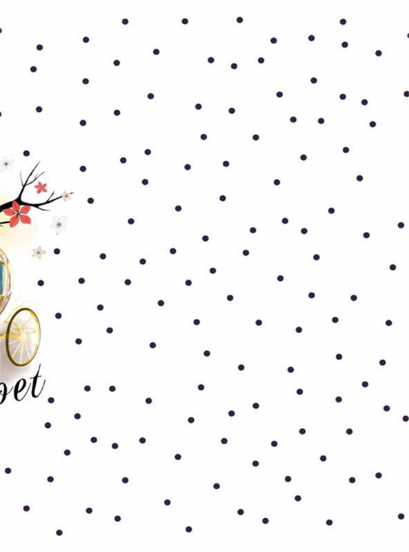 少女心波点与樱花马车的浪漫面料印花素材