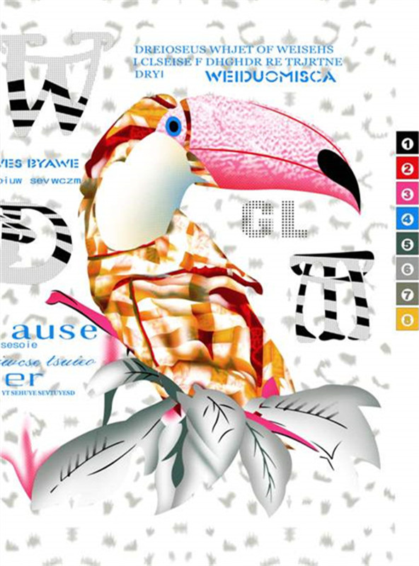 时尚巨嘴鸟艺术风面料印花设计素材