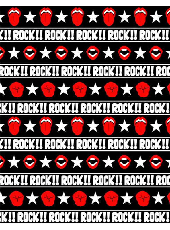 摇滚风潮!红色舌头与星星图案的面料印花设计素材