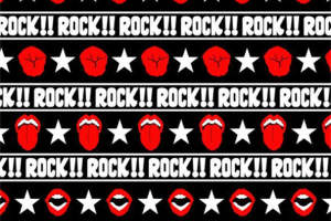 摇滚风潮！红色舌头与星星图案的面料印花设计素材