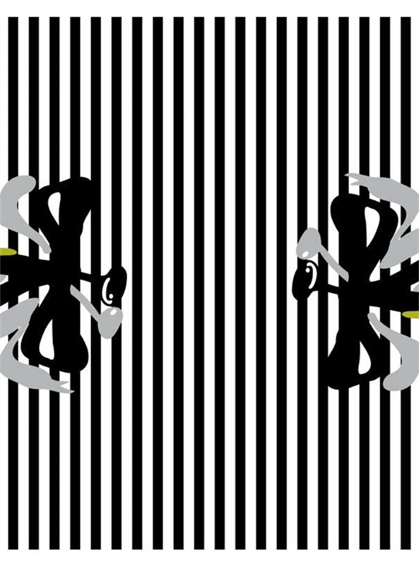 黑白条纹面料印花:现代抽象艺术服装素材