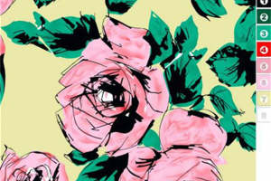 复古手绘玫瑰面料印花素材 服装定制必备