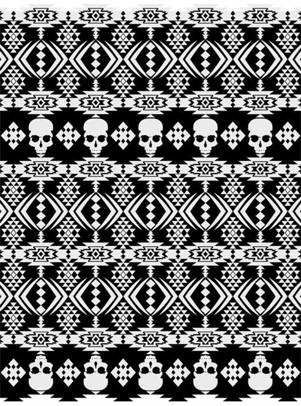 民族风骷髅几何图案 高端服装印花面料设计素材