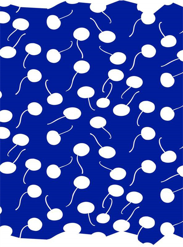 清新蓝白樱桃图案 时尚服装印花素材推荐