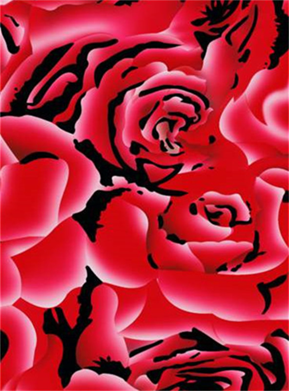 时尚红色玫瑰面料印花素材 艺术风服装印花设计