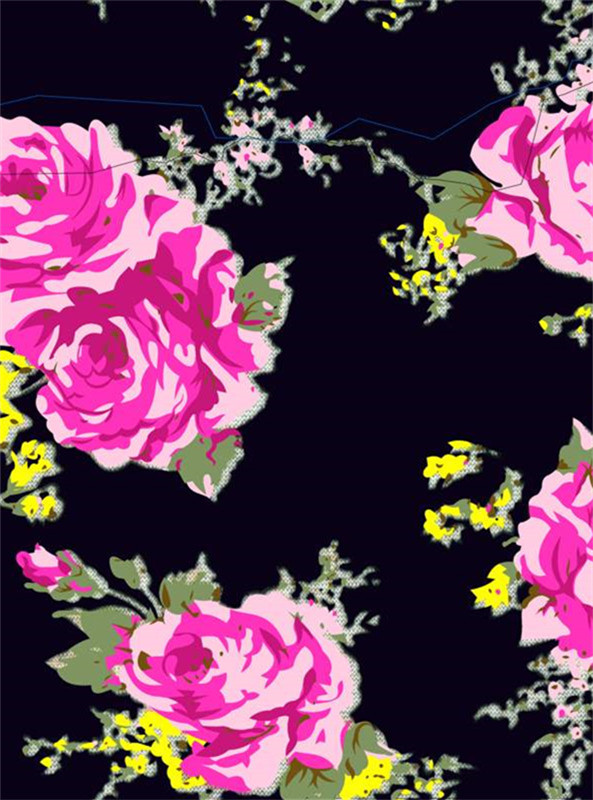 复古玫瑰花卉面料印花 高饱和度服装印花设计素材