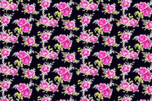 复古黑底粉玫瑰面料印花素材