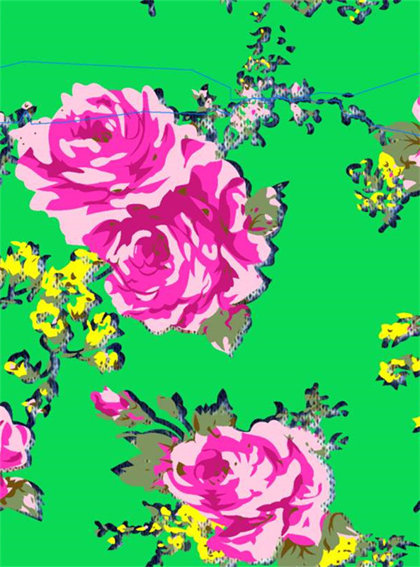 复古粉红玫瑰面料印花 时尚服装印花设计素材