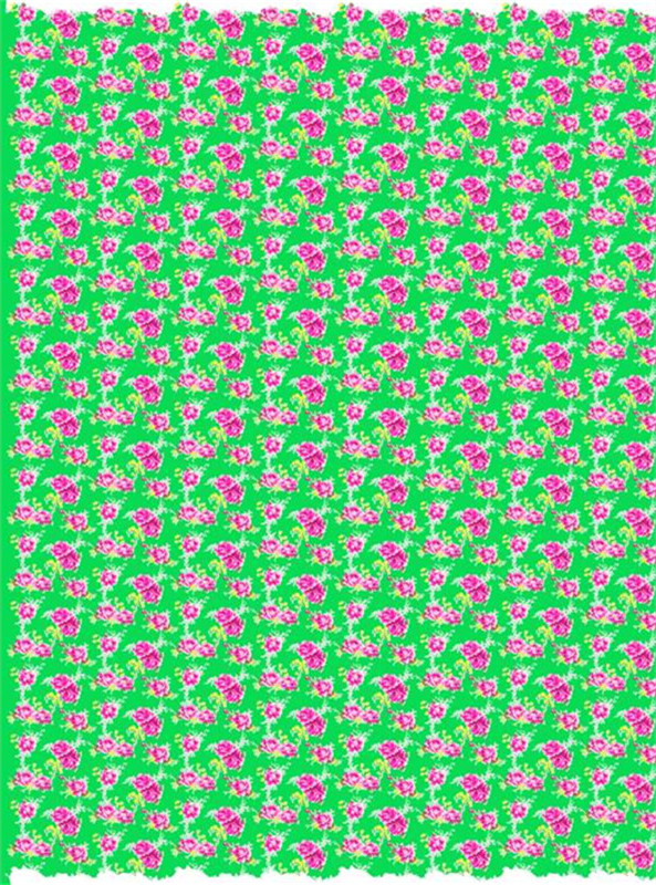 清新绿底粉花面料印花素材,打造夏日服装印花设计