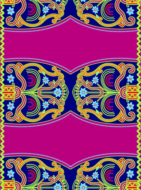 民族风面料印花素材 复古对称花型服装印花设计