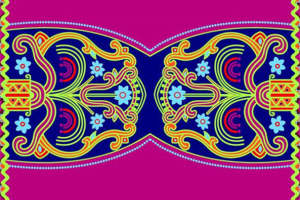 民族风面料印花素材 复古对称花型服装印花设计