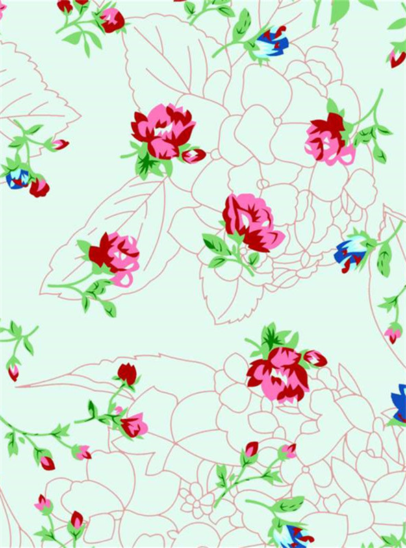 复古花卉面料印花素材 清新夏装服装印花设计