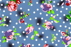 复古花卉与波点交织的服装印花面料设计