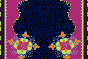 复古民族风对称花型面料印花 高端服装印花素材