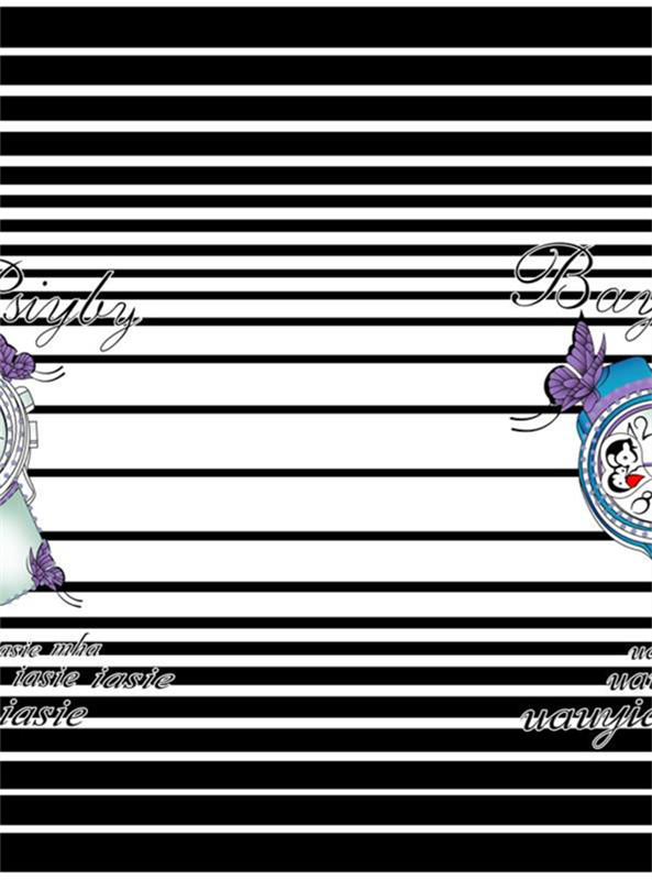 时尚条纹与蝴蝶元素的面料印花设计素材