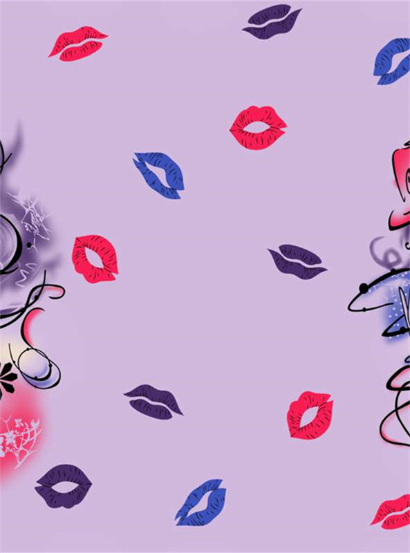 浪漫唇印图案 时尚面料印花设计素材