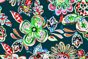 复古手绘花卉蝴蝶面料印花素材 春夏服装印花设计