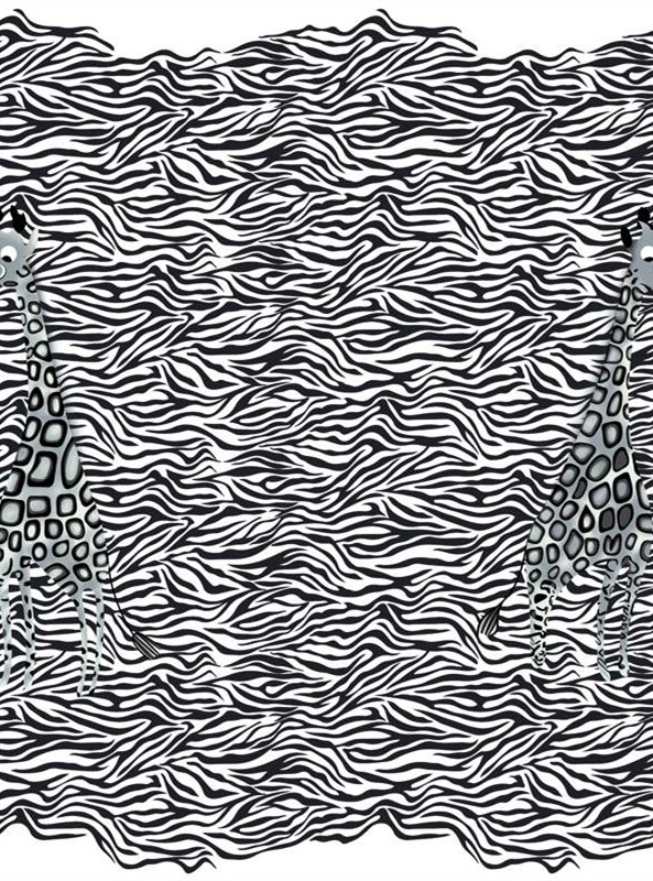 潮流斑马纹长颈鹿面料印花设计素材