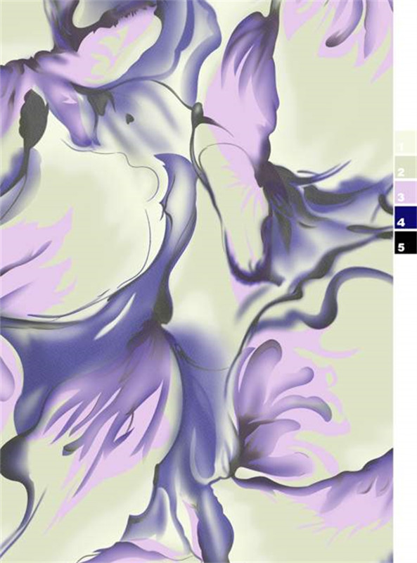 艺术紫韵抽象花卉面料印花素材 时尚服装印花设计灵感