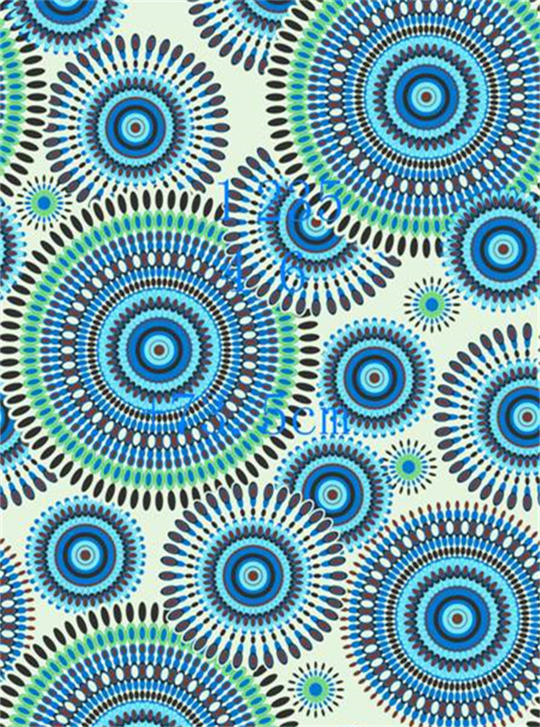 复古蓝绿同心圆服装印花素材,时尚面料印花设计