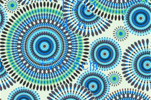 复古蓝绿同心圆服装印花素材，时尚面料印花设计