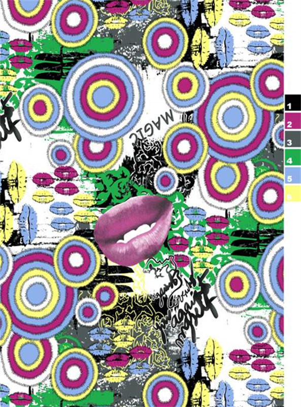 波普风圆形花卉面料印花设计素材