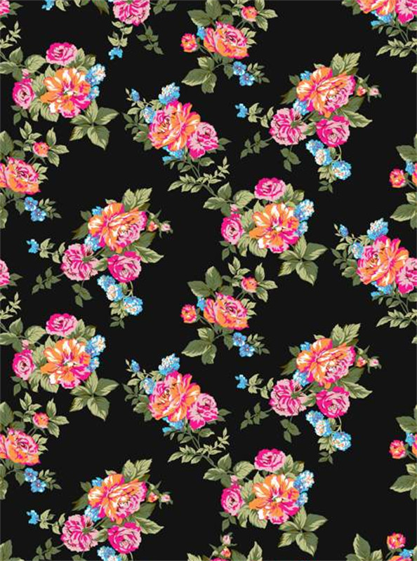 复古花卉面料印花 浪漫玫瑰服装印花素材