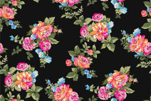 复古花卉面料印花 浪漫玫瑰服装印花素材